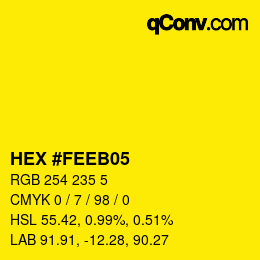 Color code: HEX #FEEB05 | qconv.com