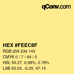 Color code: HEX #FEEC8F | qconv.com