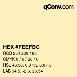 Color code: HEX #FEEFBC | qconv.com