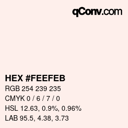 Color code: HEX #FEEFEB | qconv.com