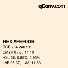 カラーコード: HEX #FEF0DB | qconv.com