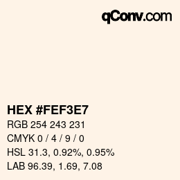 Farbcode: HEX #FEF3E7 | qconv.com