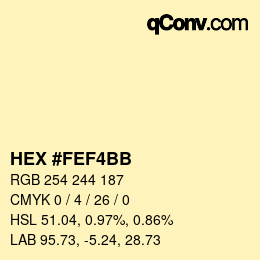 颜色代码: HEX #FEF4BB | qconv.com