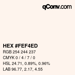 Color code: HEX #FEF4ED | qconv.com