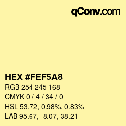 Color code: HEX #FEF5A8 | qconv.com