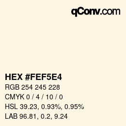 Color code: HEX #FEF5E4 | qconv.com