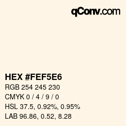 Color code: HEX #FEF5E6 | qconv.com