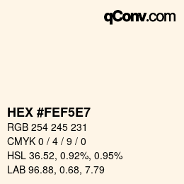 Color code: HEX #FEF5E7 | qconv.com