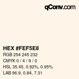 颜色代码: HEX #FEF5E8 | qconv.com