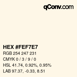 Color code: HEX #FEF7E7 | qconv.com