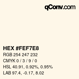 Color code: HEX #FEF7E8 | qconv.com