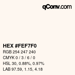 Color code: HEX #FEF7F0 | qconv.com