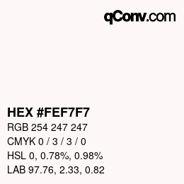 Color code: HEX #FEF7F7 | qconv.com