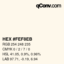 Color code: HEX #FEF8EB | qconv.com