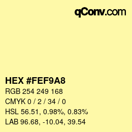 Color code: HEX #FEF9A8 | qconv.com