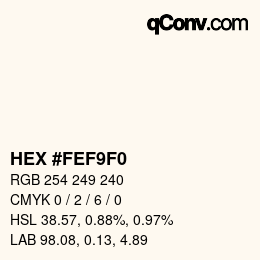 Color code: HEX #FEF9F0 | qconv.com