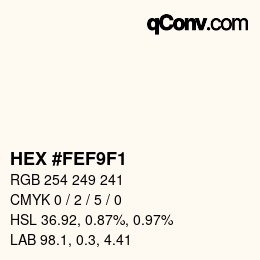 Color code: HEX #FEF9F1 | qconv.com