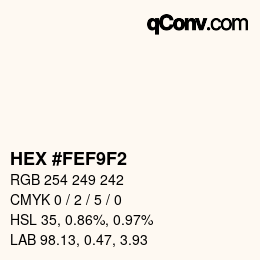 Color code: HEX #FEF9F2 | qconv.com