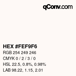 Color code: HEX #FEF9F6 | qconv.com