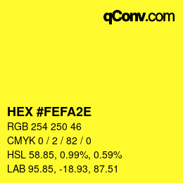 Color code: HEX #FEFA2E | qconv.com