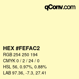 Color code: HEX #FEFAC2 | qconv.com