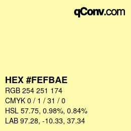 Color code: HEX #FEFBAE | qconv.com