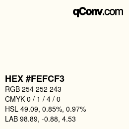 Código de color: HEX #FEFCF3 | qconv.com