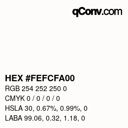 カラーコード: HEX #FEFCFA00 | qconv.com