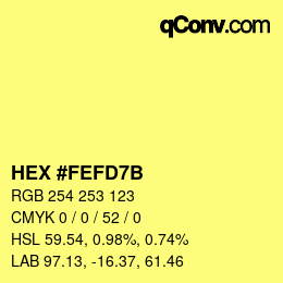 Color code: HEX #FEFD7B | qconv.com