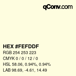 Color code: HEX #FEFDDF | qconv.com