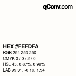 Color code: HEX #FEFDFA | qconv.com