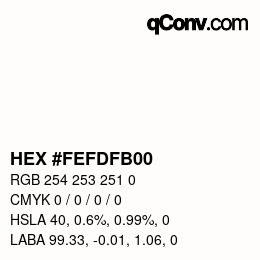 颜色代码: HEX #FEFDFB00 | qconv.com