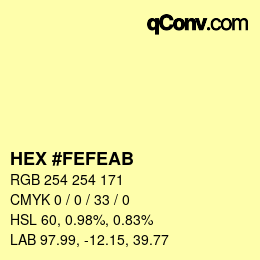 Color code: HEX #FEFEAB | qconv.com
