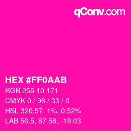 颜色代码: HEX #FF0AAB | qconv.com
