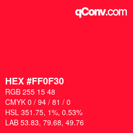 Color code: HEX #FF0F30 | qconv.com
