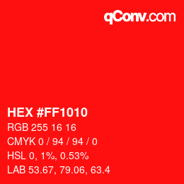 Color code: HEX #FF1010 | qconv.com