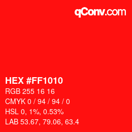 Color code: HEX #FF1010 | qconv.com