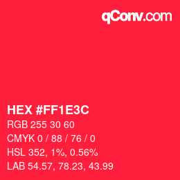 Color code: HEX #FF1E3C | qconv.com