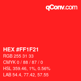 Color code: HEX #FF1F21 | qconv.com