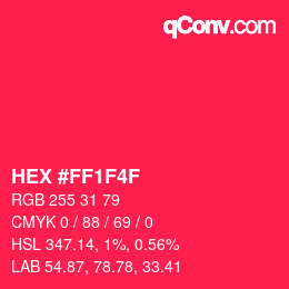 Código de color: HEX #FF1F4F | qconv.com