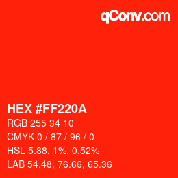 Color code: HEX #FF220A | qconv.com