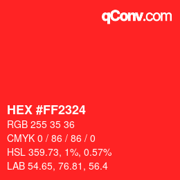 Color code: HEX #FF2324 | qconv.com
