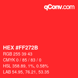 Color code: HEX #FF272B | qconv.com