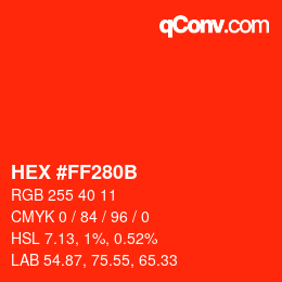 Color code: HEX #FF280B | qconv.com