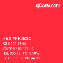 Color code: HEX #FF2B3C | qconv.com