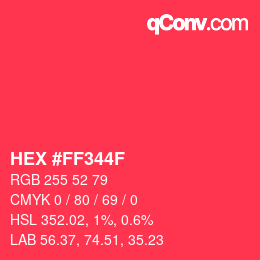 Color code: HEX #FF344F | qconv.com
