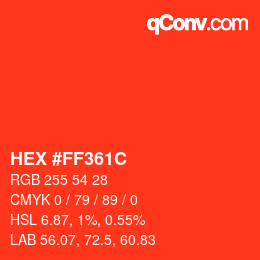 Color code: HEX #FF361C | qconv.com