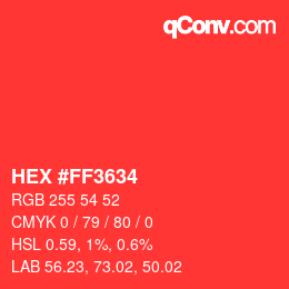 Color code: HEX #FF3634 | qconv.com