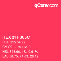 Color code: HEX #FF365C | qconv.com