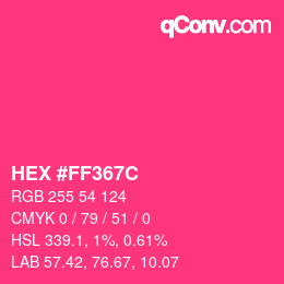 Color code: HEX #FF367C | qconv.com